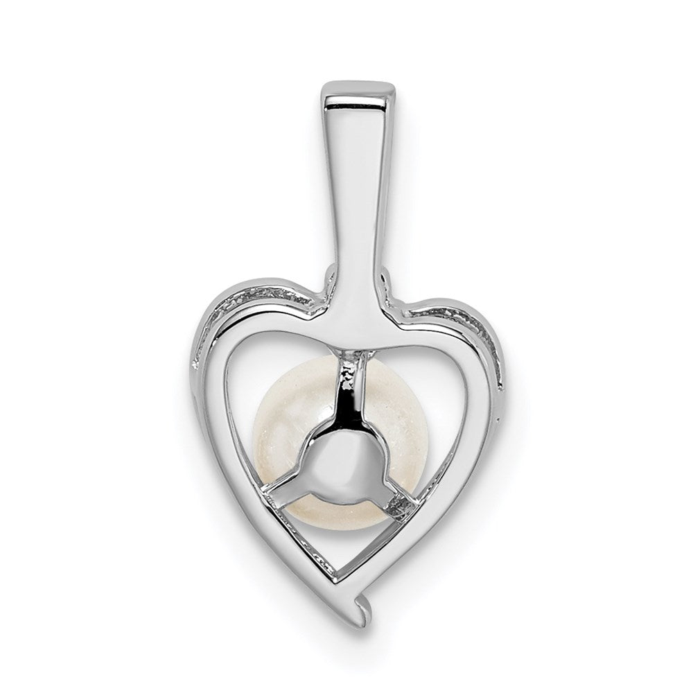 Sterling Silver Rhodium-plated FW Cultured Pearl & Diamond Pendant