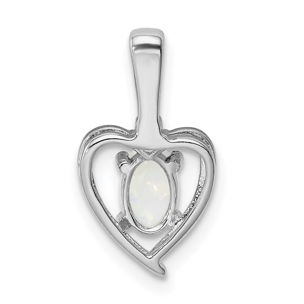 Sterling Silver Rhodium-plated Created Opal & Diamond Pendant