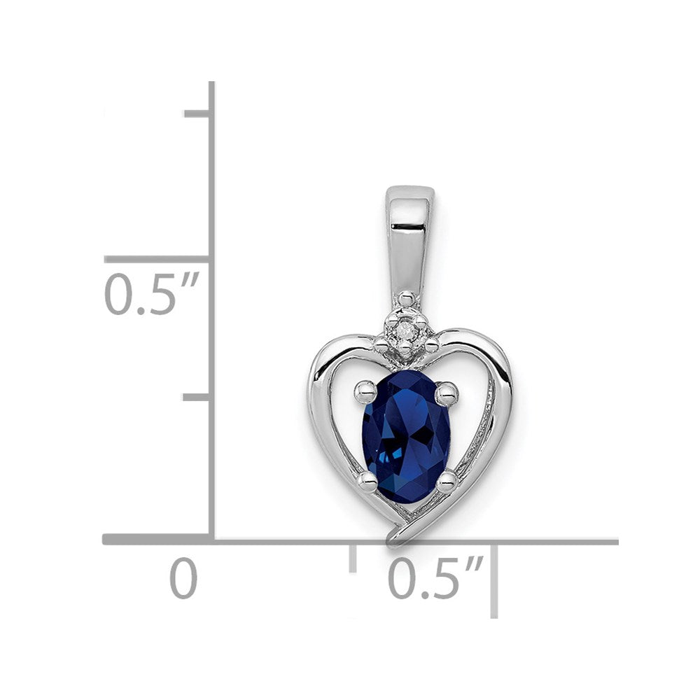 Sterling Silver Rhodium-plated Created Sapphire & Diamond Pendant