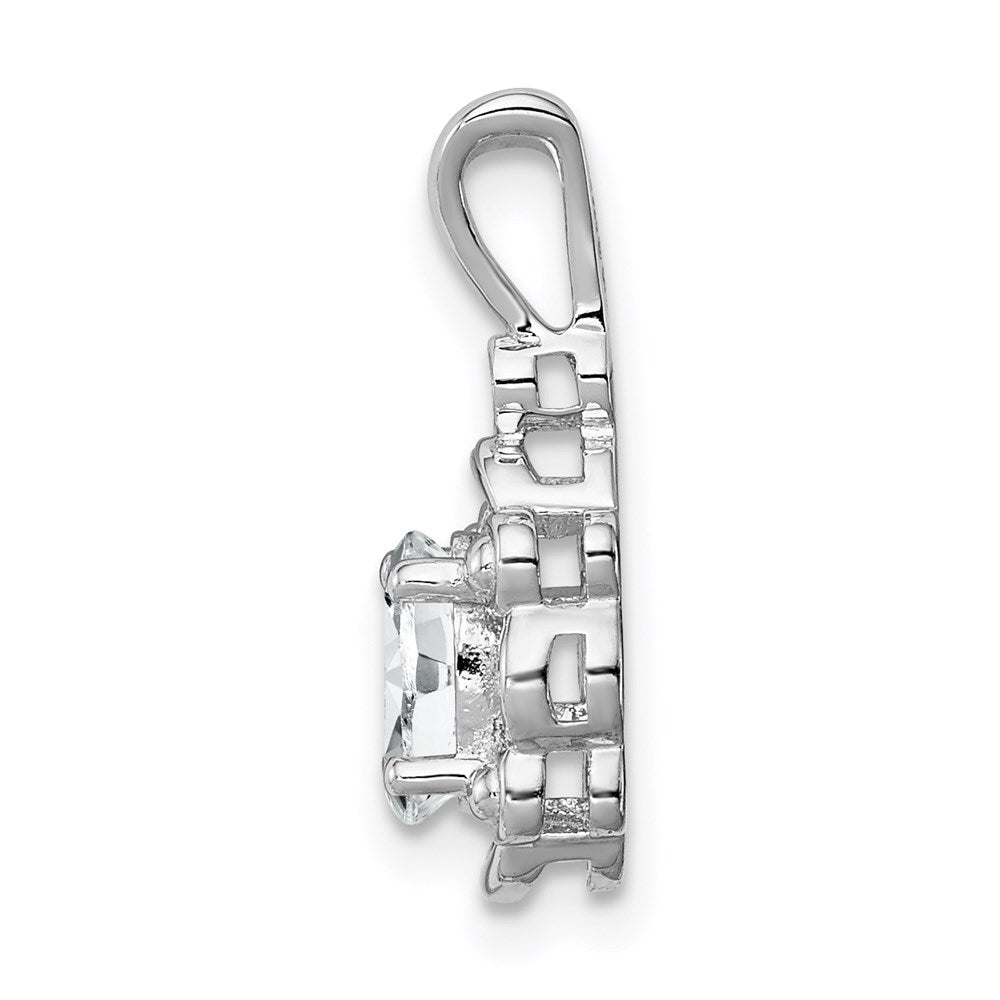 Sterling Silver Rhodium-plated White Topaz & Diamond Pendant