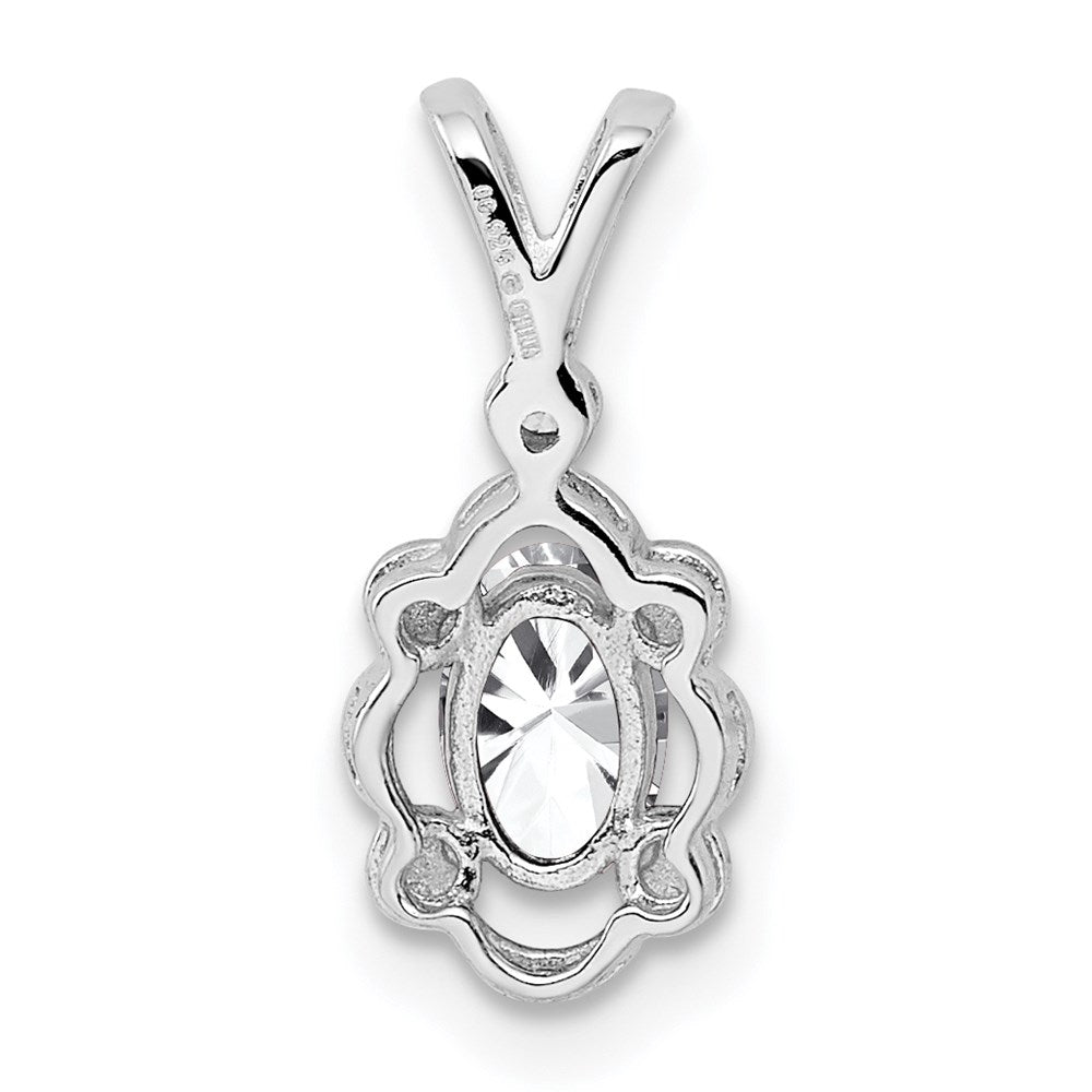 Sterling Silver Rhodium-plated White Topaz & Diamond Pendant