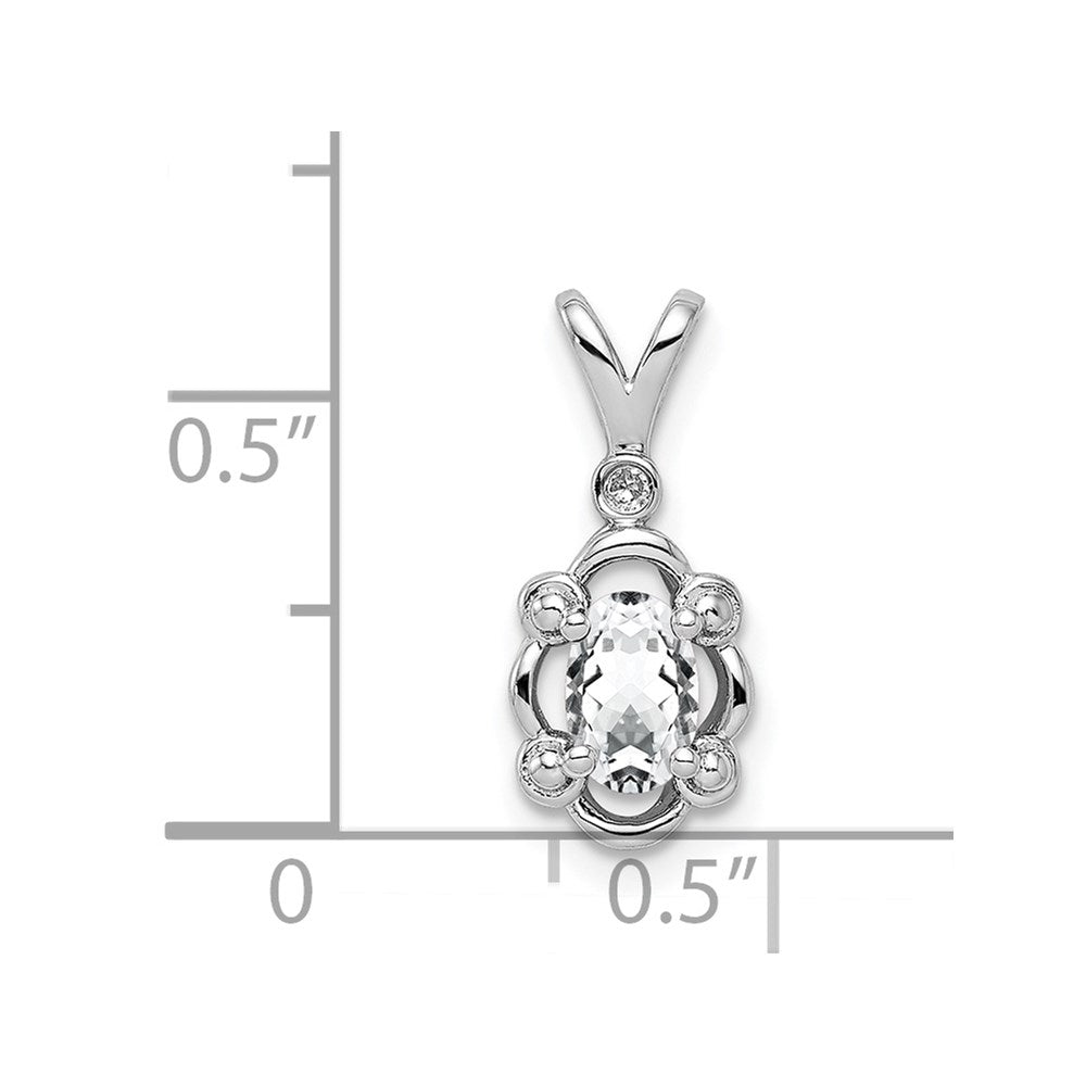 Sterling Silver Rhodium-plated White Topaz & Diamond Pendant