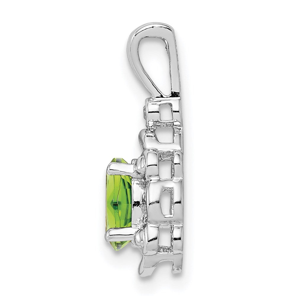 Sterling Silver Rhodium-plated Peridot & Diamond Pendant