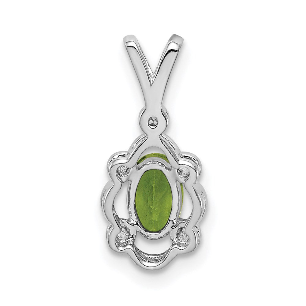 Sterling Silver Rhodium-plated Peridot & Diamond Pendant