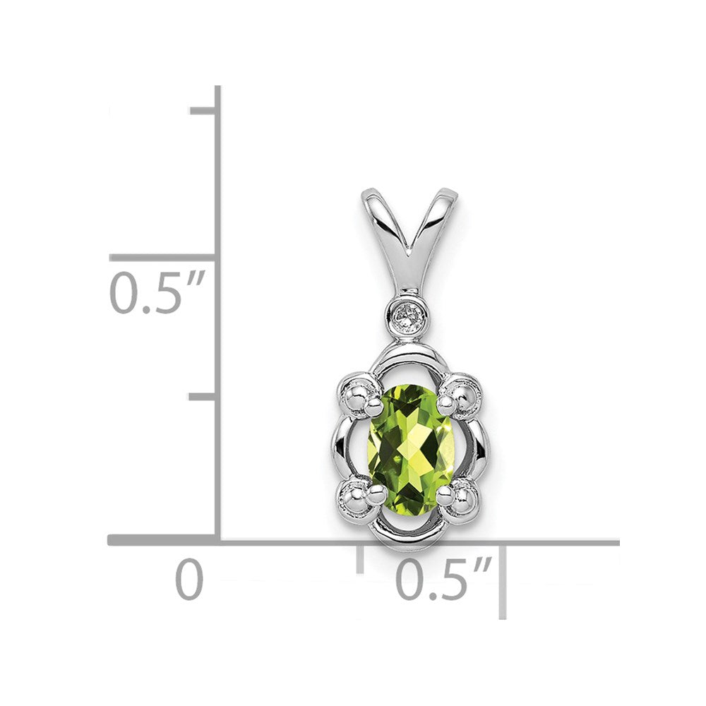 Sterling Silver Rhodium-plated Peridot & Diamond Pendant