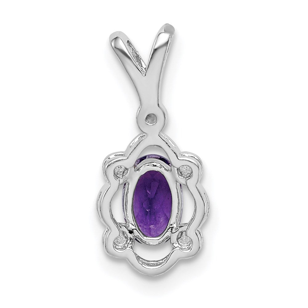 Sterling Silver Rhodium-plated Amethyst & Diamond Pendant