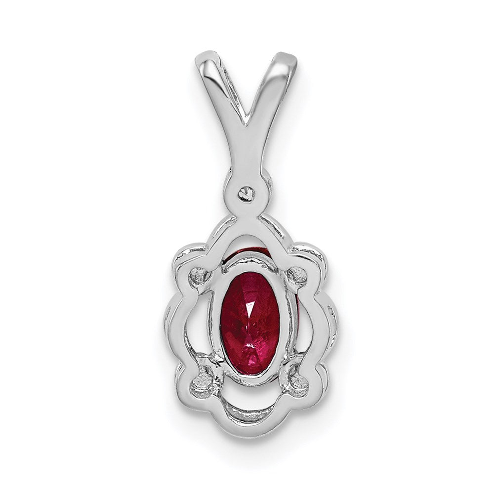 Sterling Silver Rhodium-plated Created Ruby & Diamond Pendant