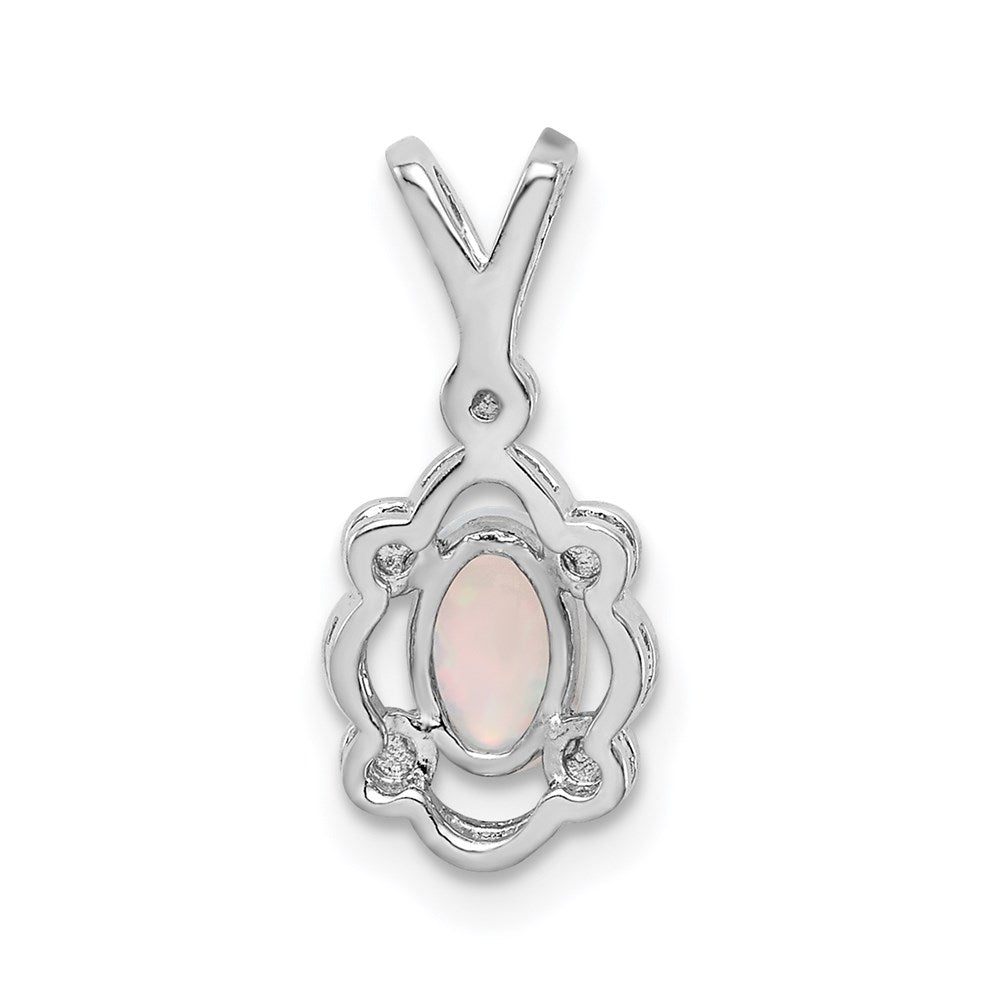 Sterling Silver Rhodium-plated Created Opal & Diamond Pendant