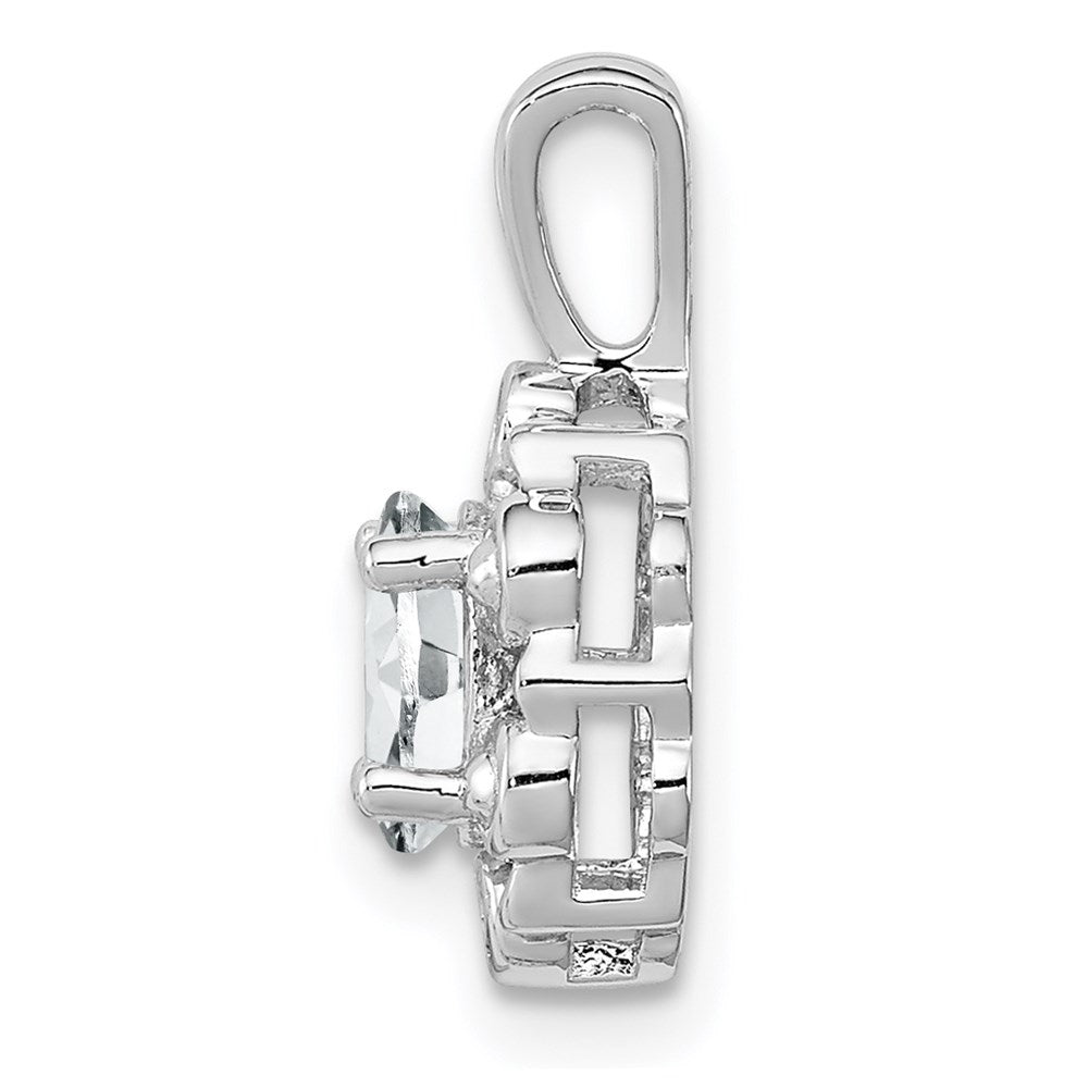 Sterling Silver Rhodium-plated White Topaz & Diamond Pendant