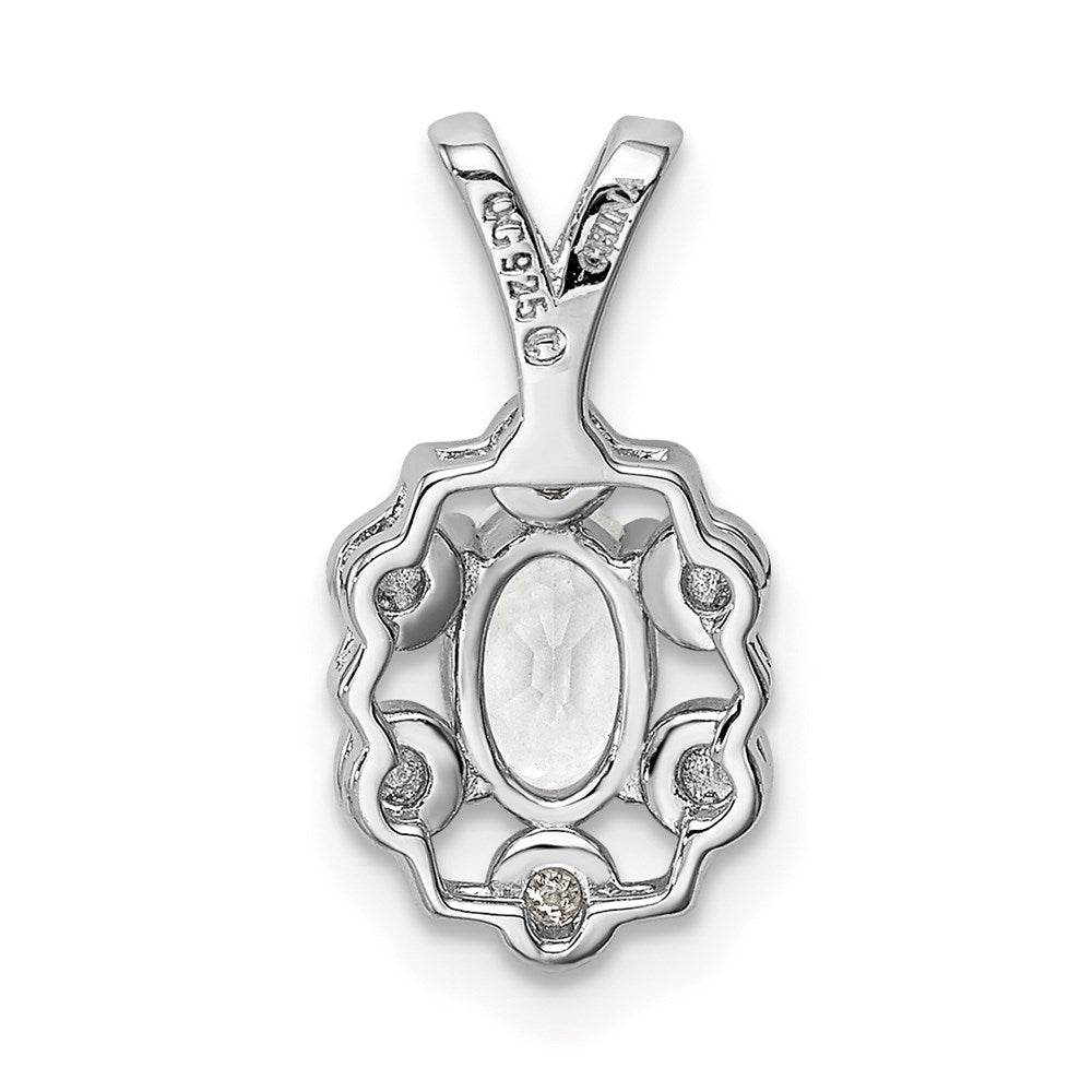 Sterling Silver Rhodium-plated White Topaz & Diamond Pendant