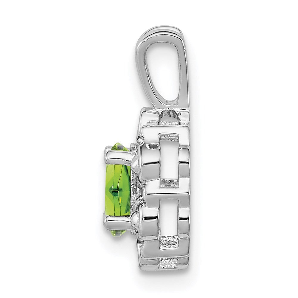 Sterling Silver Rhodium-plated Peridot & Diamond Pendant