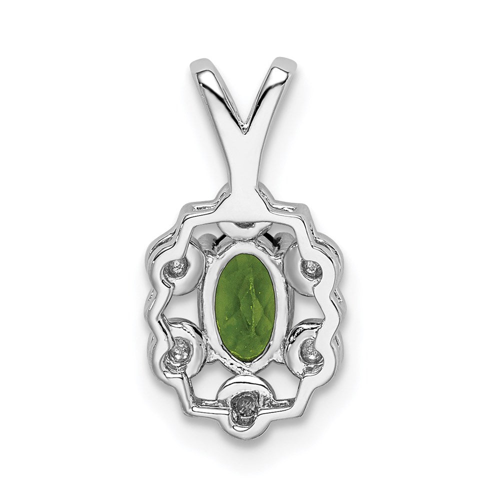 Sterling Silver Rhodium-plated Peridot & Diamond Pendant