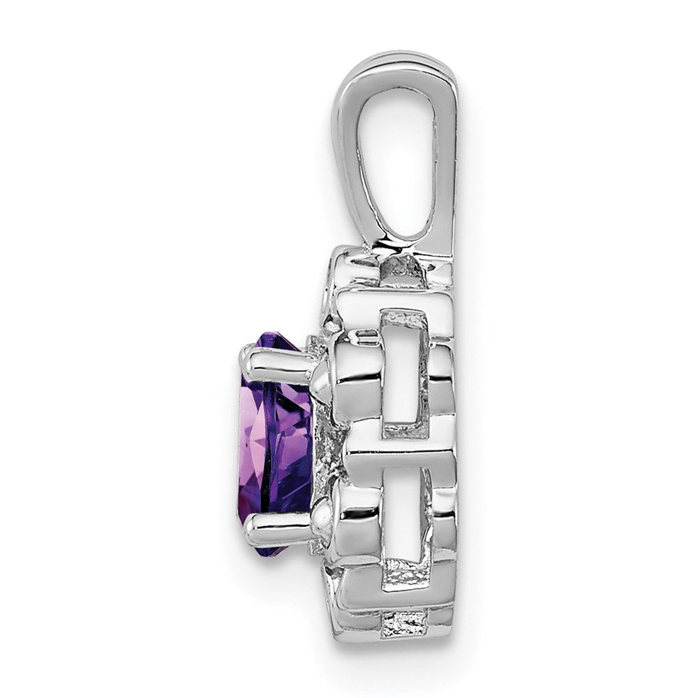 Sterling Silver Rhodium-plated Amethyst & Diamond Pendant