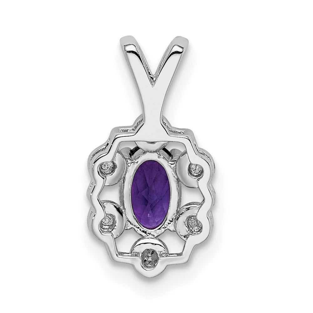 Sterling Silver Rhodium-plated Amethyst & Diamond Pendant