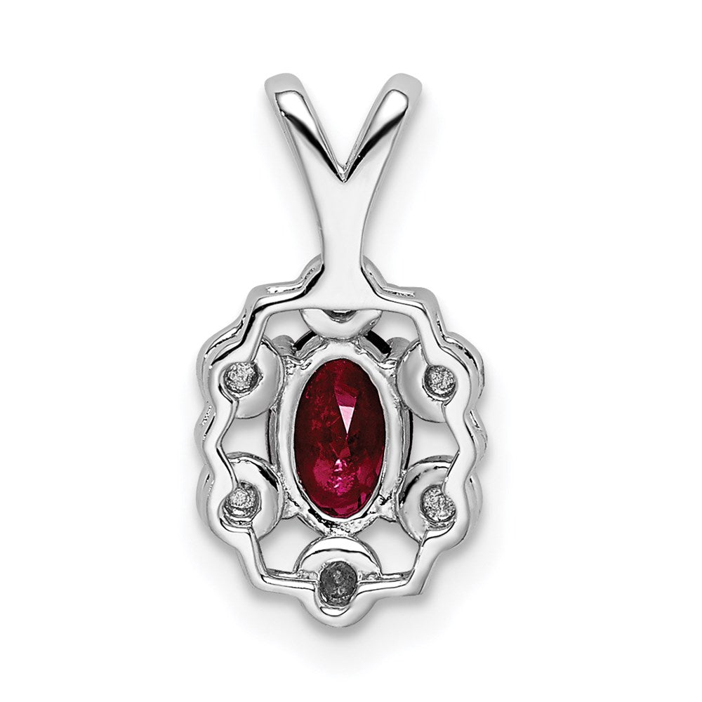 Sterling Silver Rhodium-plated Created Ruby & Diamond Pendant