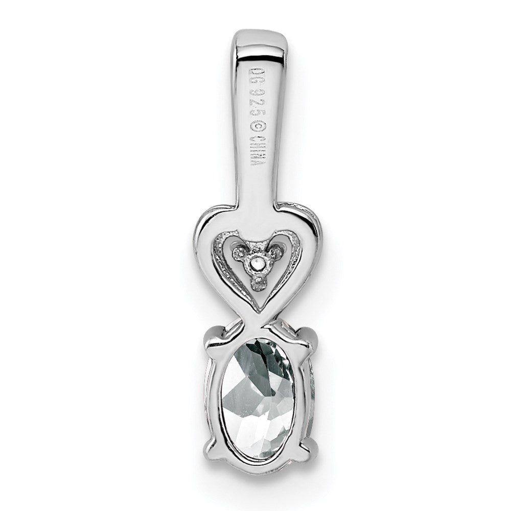 Sterling Silver Rhodium-plated White Topaz & Diamond Pendant