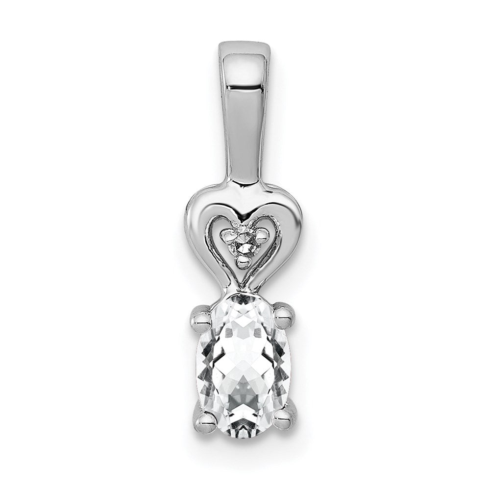 Sterling Silver Rhodium-plated White Topaz & Diamond Pendant