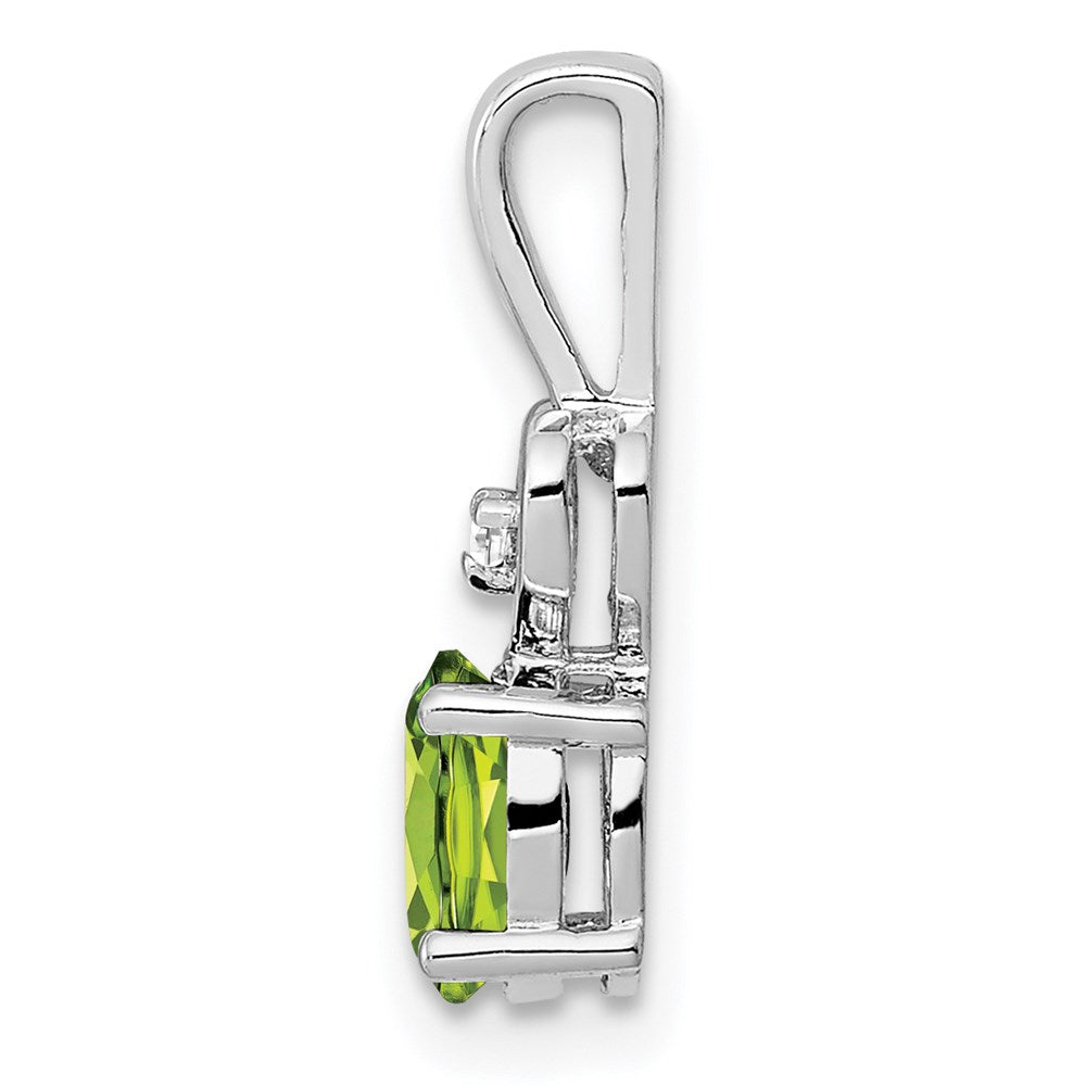 Sterling Silver Rhodium-plated Peridot & Diamond Pendant