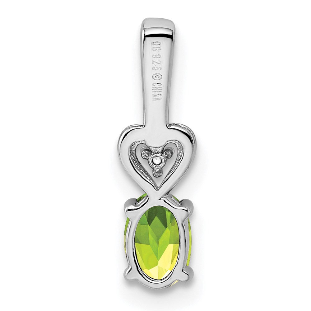 Sterling Silver Rhodium-plated Peridot & Diamond Pendant