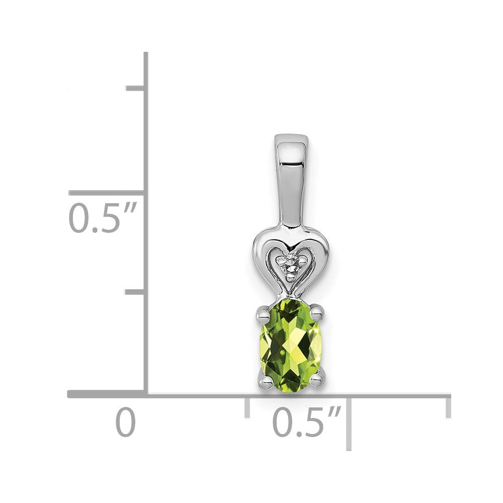 Sterling Silver Rhodium-plated Peridot & Diamond Pendant