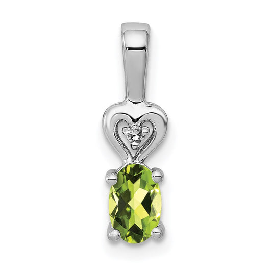 Sterling Silver Rhodium-plated Peridot & Diamond Pendant