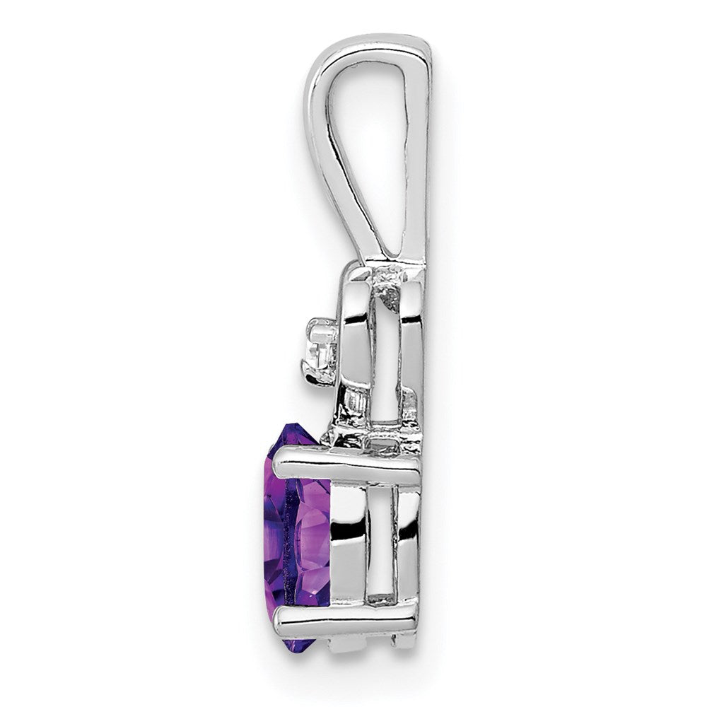 Sterling Silver Rhodium-plated Amethyst & Diamond Pendant