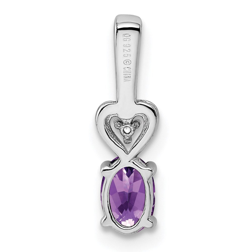 Sterling Silver Rhodium-plated Amethyst & Diamond Pendant