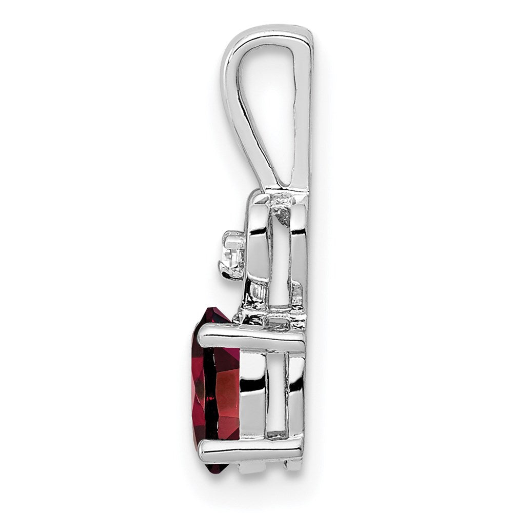 Sterling Silver Rhodium-plated Garnet & Diamond Pendant