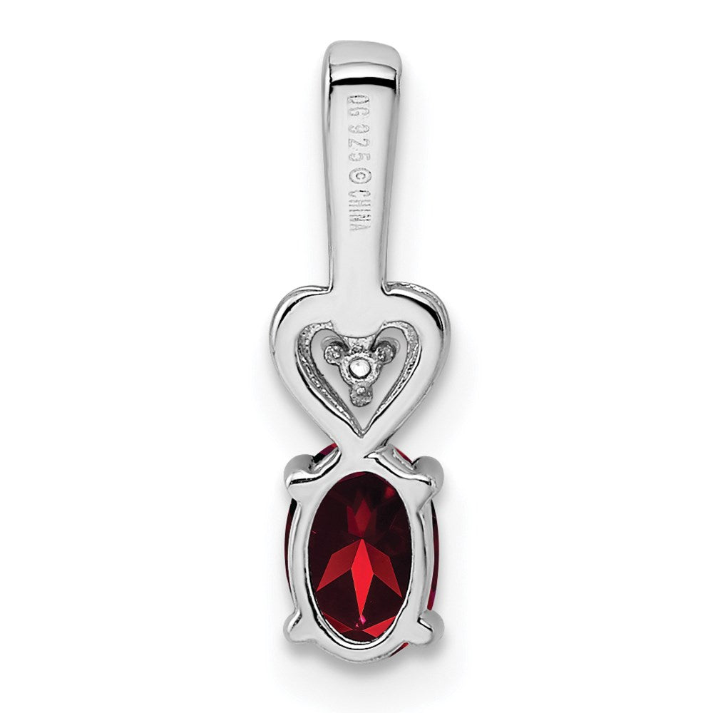 Sterling Silver Rhodium-plated Garnet & Diamond Pendant