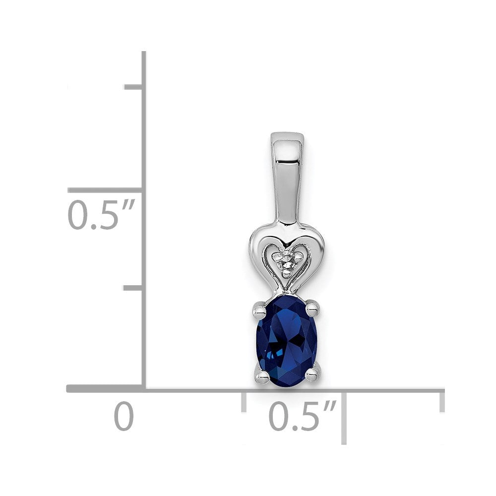 Sterling Silver Rhodium-plated Created Sapphire & Diamond Pendant