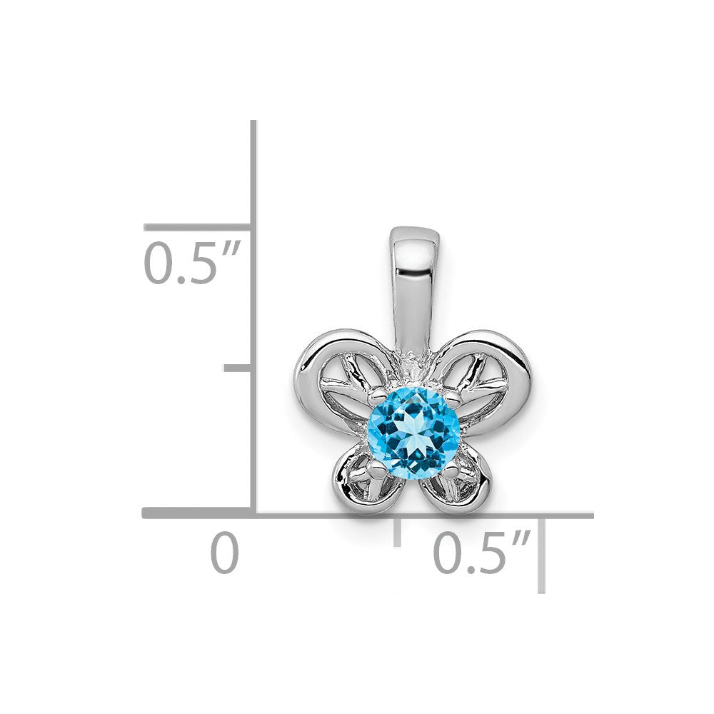 Sterling Silver Rhodium-plated Light Swiss Blue Topaz Pendant