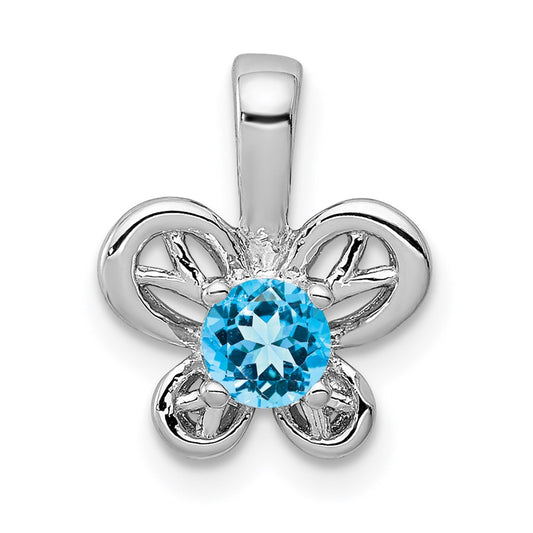 Sterling Silver Rhodium-plated Light Swiss Blue Topaz Pendant