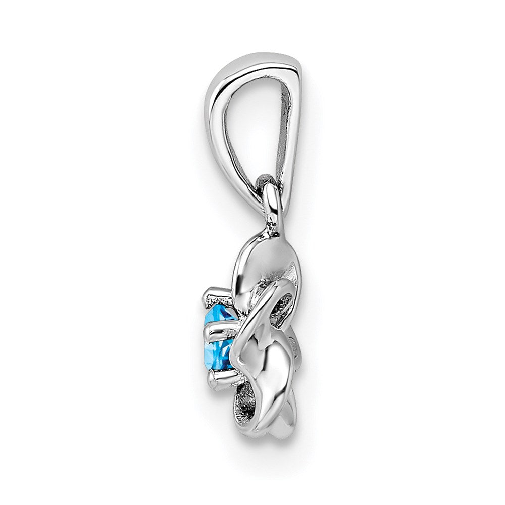 Sterling Silver Rhodium-plated Floral Blue Topaz Pendant