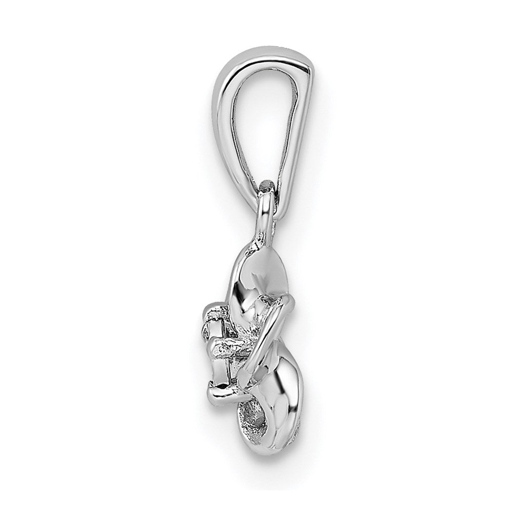 Sterling Silver Rhodium-plated Floral Diamond Pendant