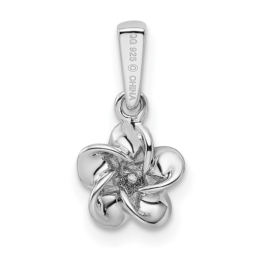 Sterling Silver Rhodium-plated Floral Diamond Pendant