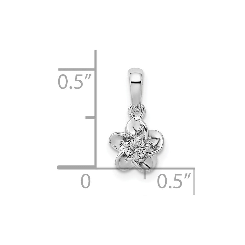 Sterling Silver Rhodium-plated Floral Diamond Pendant