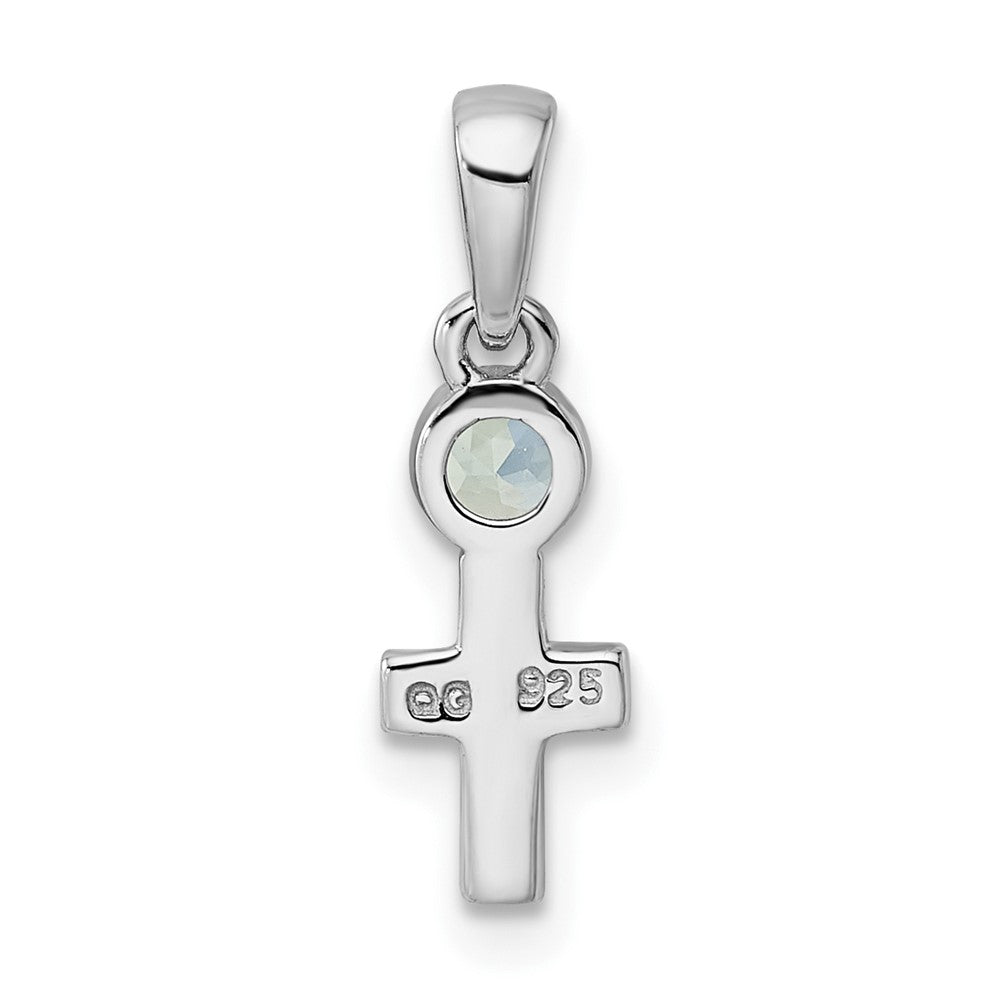 Sterling Silver Rhodium-plated Polished LS Blue Topaz Cross Pendant