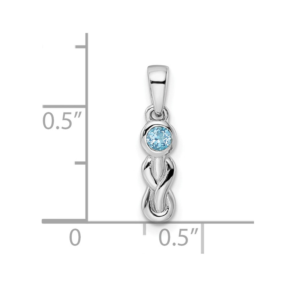 Sterling Silver Rhodium-plated Swiss Blue Topaz Infinity Birthstone Pendant