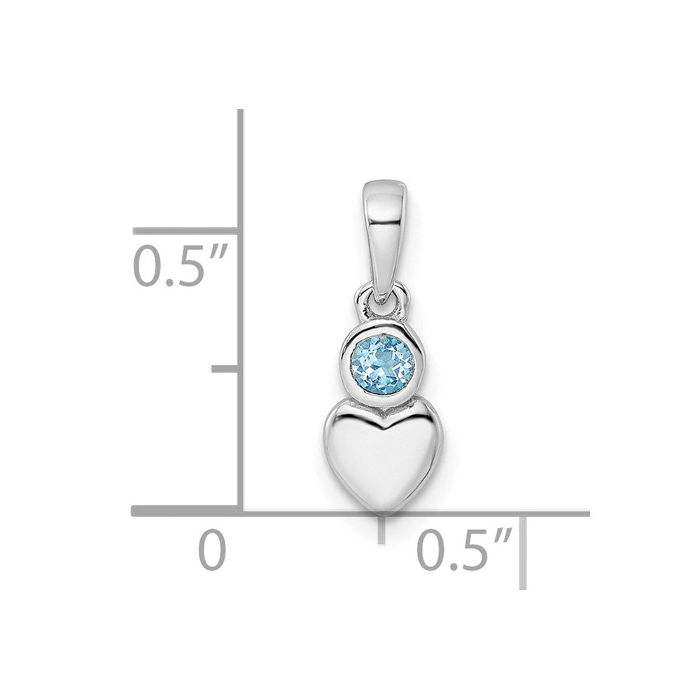 Sterling Silver Rhodium-plated Polished LS Blue Topaz Heart Pendant