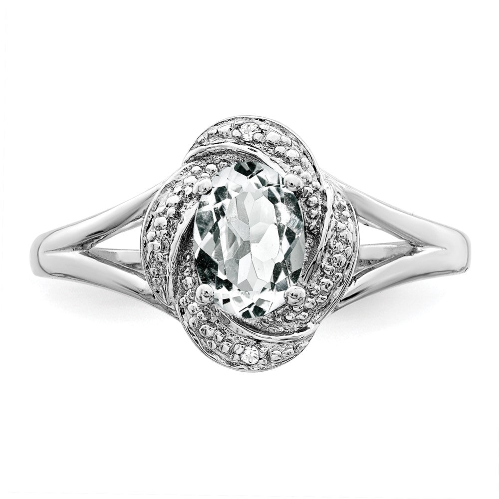 Sterling Silver Rhodium-plated Diamond & White Topaz Ring