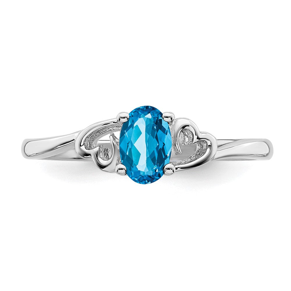 Sterling Silver Rhodium-plated Light Swiss Blue Topaz Ring