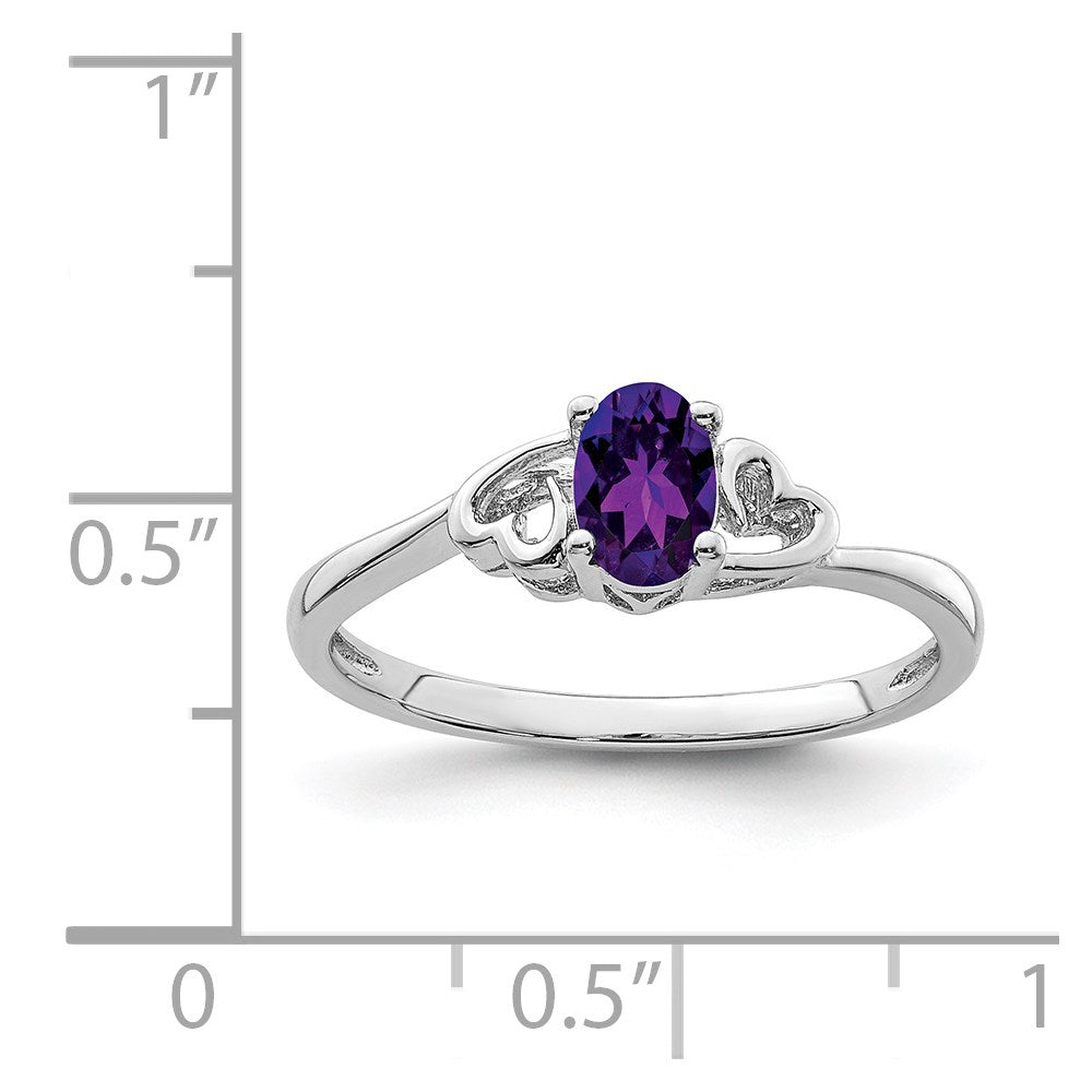 Sterling Silver Rhodium-plated Amethyst Ring