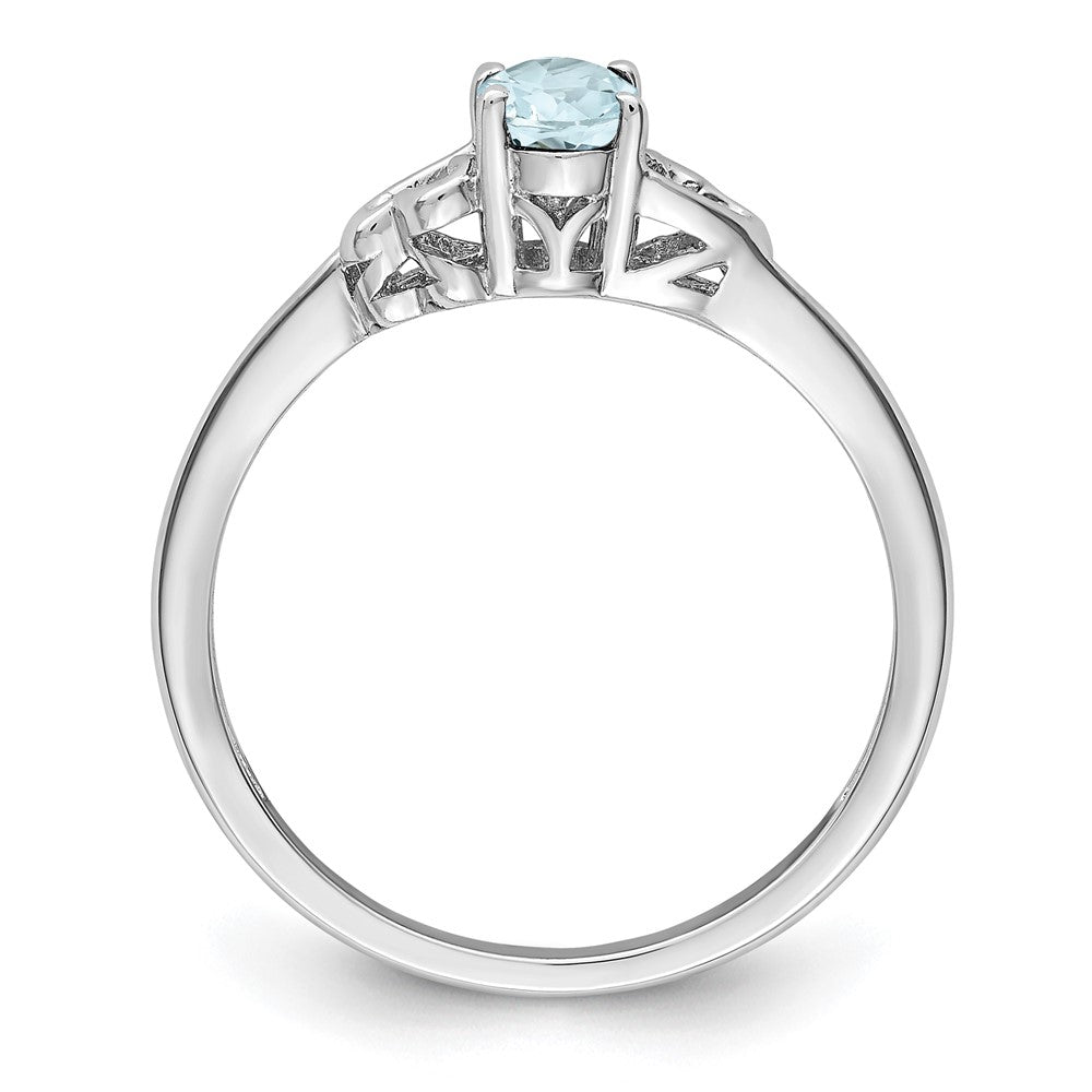 Sterling Silver Rhodium-plated Aquamarine Ring