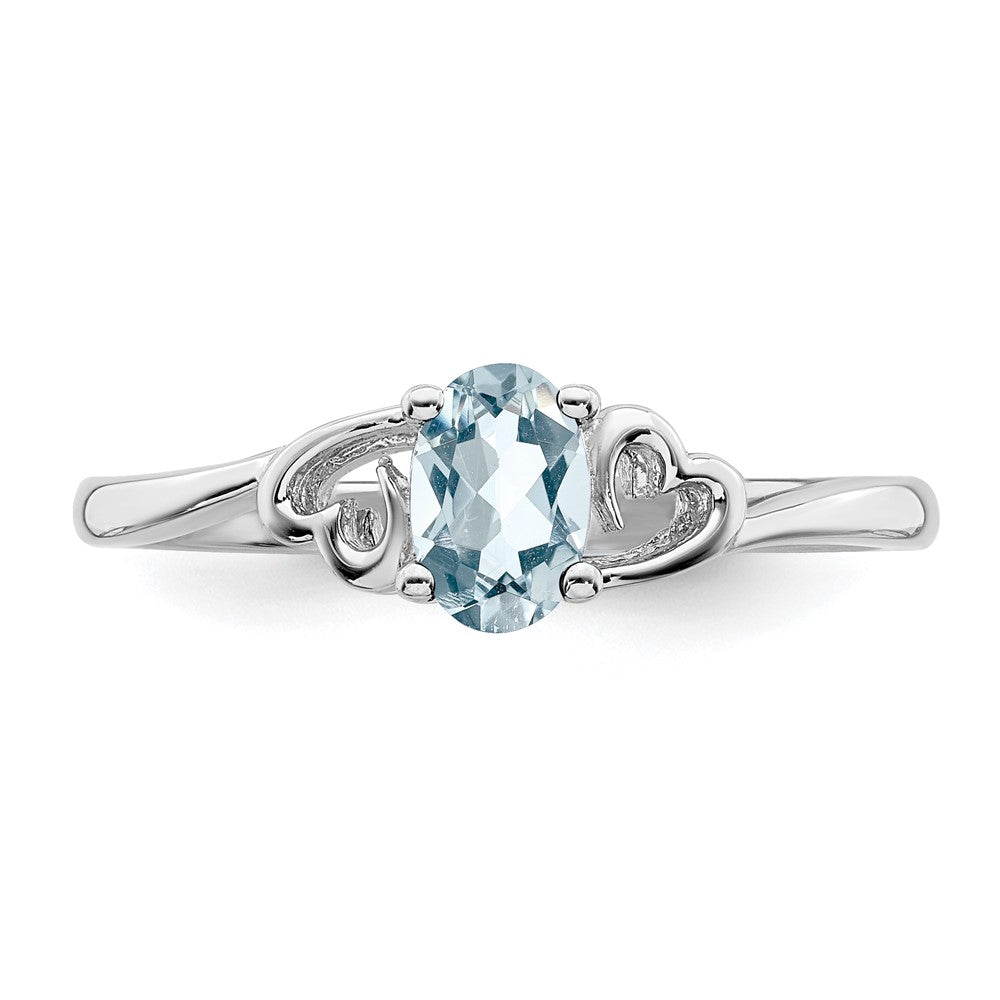 Sterling Silver Rhodium-plated Aquamarine Ring