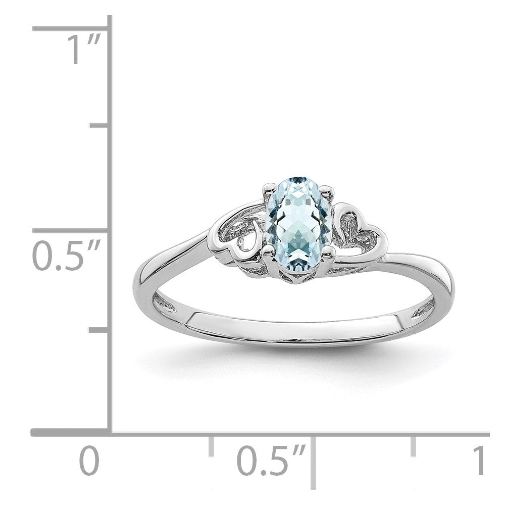 Sterling Silver Rhodium-plated Aquamarine Ring