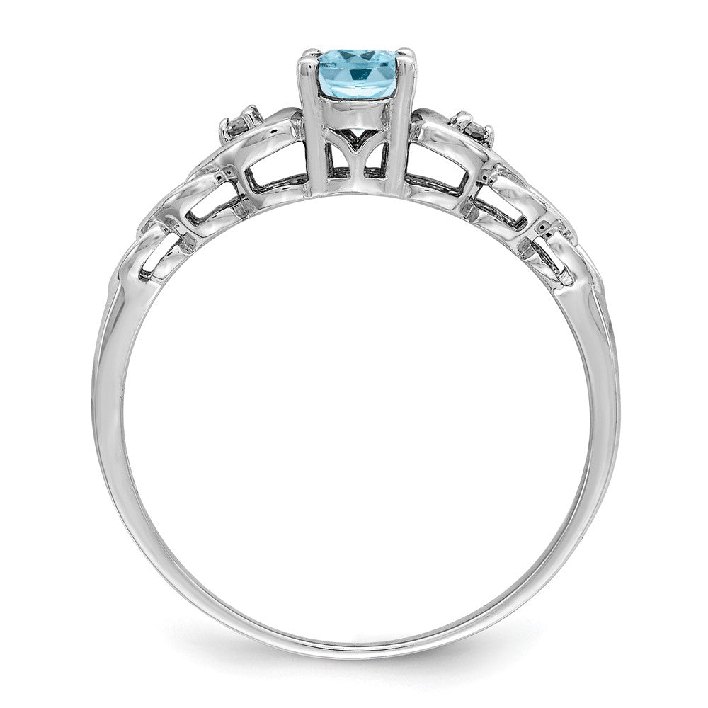 Sterling Silver Rhodium-plated Swiss Blue Topaz & Diamond Ring