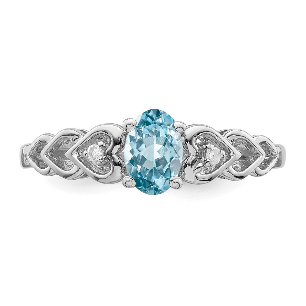 Sterling Silver Rhodium-plated Swiss Blue Topaz & Diamond Ring