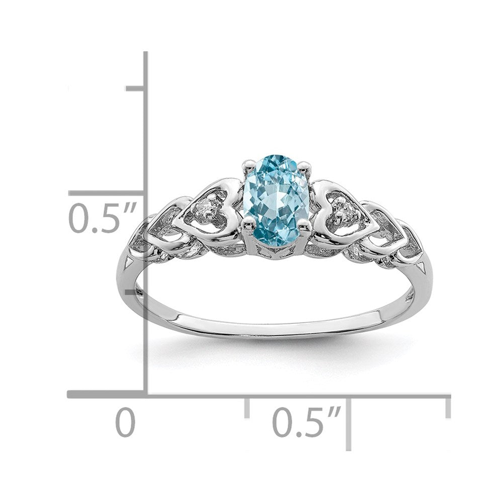 Sterling Silver Rhodium-plated Swiss Blue Topaz & Diamond Ring