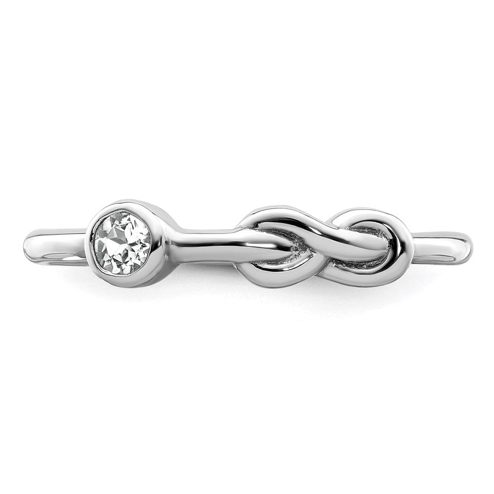 Sterling Silver Rhodium-plated Polished Infinity White Topaz Ring