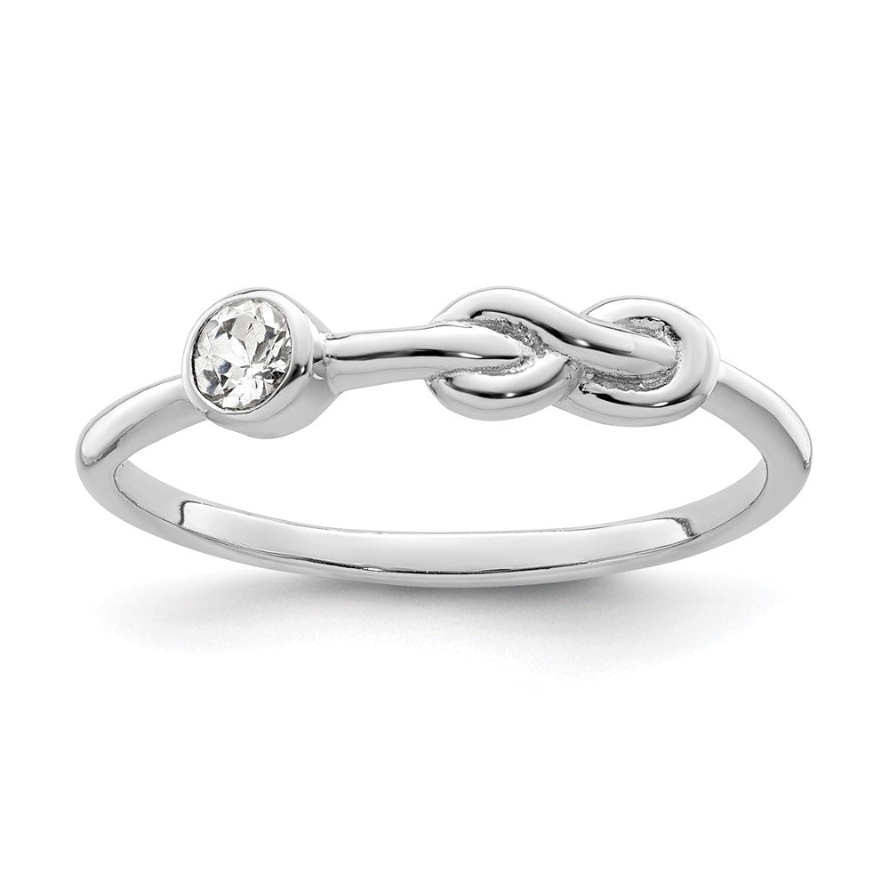 Sterling Silver Rhodium-plated Polished Infinity White Topaz Ring